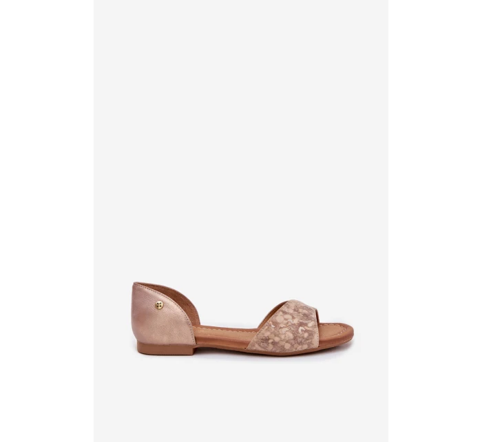 Dámské Kožené Sandály Na Ploché Podpatky Maciejka 06947-25 Zlaté