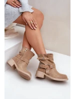 Semišové dámské kotníkové boty na nízkém blokovém podpatku s pásky Zazoo 3644 béžové Semišové dámské kotníkové boty na nízkém blokovém podpatku s pásky Zazoo 3644 béžové