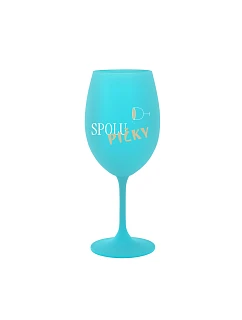 SPOLUPIČKY - tyrkysová sklenice na víno 350 ml