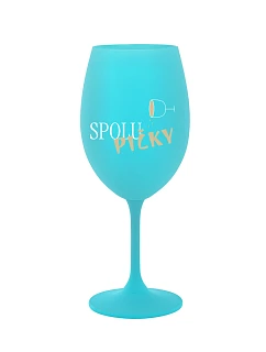 SPOLUPIČKY - tyrkysová sklenice na víno 350 ml