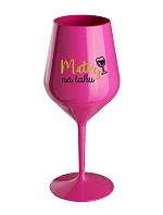 MATKY NA TAHU - růžová nerozbitná sklenice na víno 470 ml MATKY NA TAHU - růžová nerozbitná sklenice na víno 470 ml