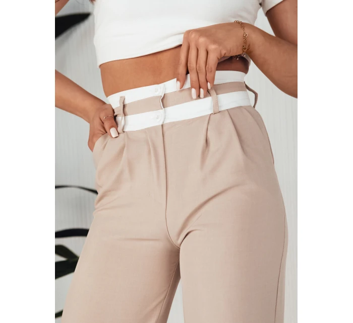 Dámské kalhoty s širokými nohavicemi GINZOM béžové FashionStreet UY1900