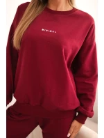 Dámský bavlněný komplet s potiskem Minimal bordový