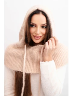 Dámská čepice s kapucí a pleteným vzorem s model 21748059 béžová - K-Fashion