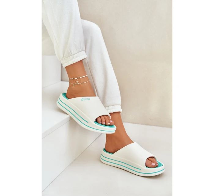 Dámské Pantofle Na Platformě Big Star NN274A038 Bílo-Mátové Dámské Pantofle Na Platformě Big Star NN274A038 Bílo-Mátové