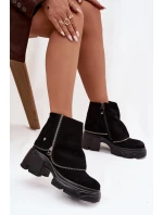 Kožené dámské kotníkové boty s lemem  Černé model 21714270 - Maciejka