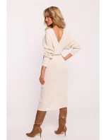 M810 Svetrové šaty s výstřihem do V - slonová kost