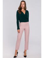 K035 Kalhoty s elastickým pasem - krepová růžová