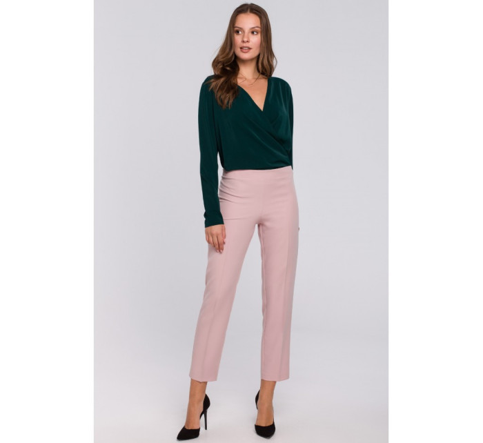 Kalhoty s pasem krepová růžová model 18002498 - Makover