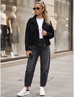 Dámská oversize přechodová bunda se stojáčkem, černá, FashionStreet TY6090 Dámská oversize přechodová bunda se stojáčkem, černá, FashionStreet TY6090