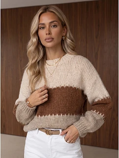 Sweter damski w beżowy model 22542373 - FashionStreet