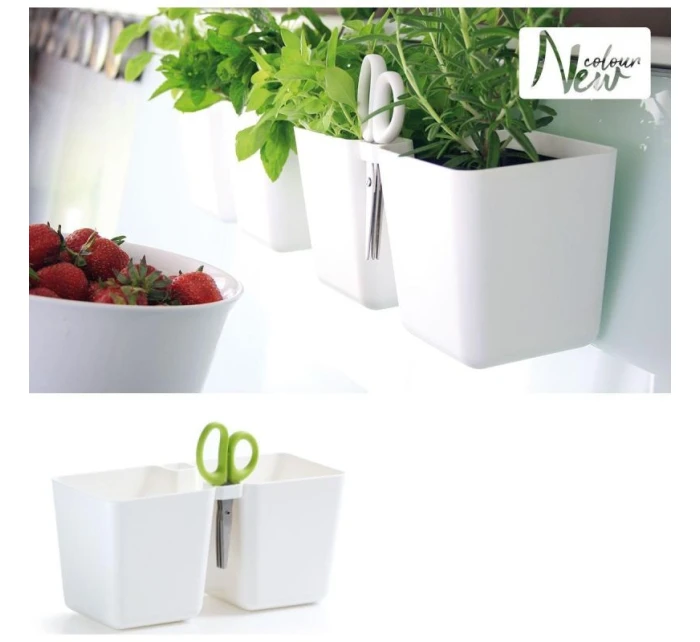 Květináč s bylinkami TWINS CUBE WITH CUTLERY WHITE