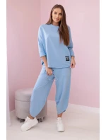 Bavlněná mikina kalhoty set modrý Bavlněná mikina kalhoty set modrý