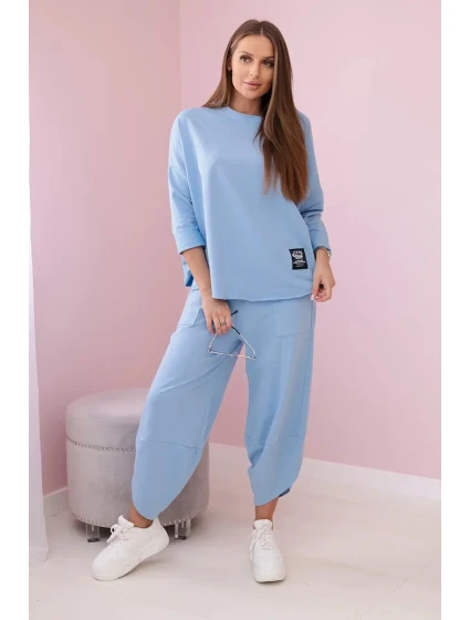 Bavlněná mikina kalhoty set modrý