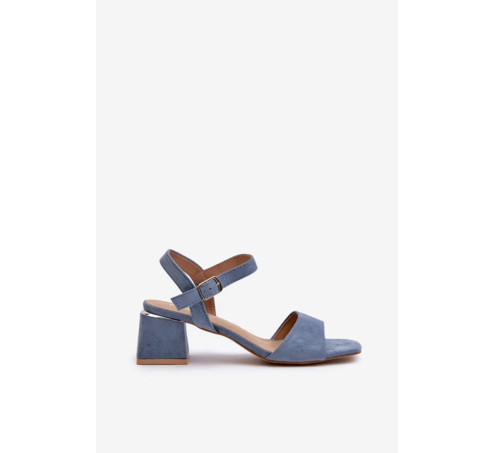 Dámské Sandály Na Podpatku Z Ekokože Modré Leisha