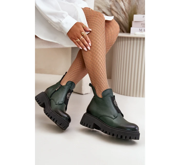 Zazoo Dámské kožené boty s ozdobou model 21669311 - Boto Zazoo Dámské kožené boty s ozdobou model 21669311 - Boto