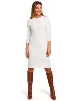 model 18002179 Svetrové šaty s dlouhými rukávy ecru barva - STYLOVE