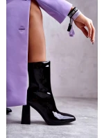 Dámské lakované kozačky Černé Margit