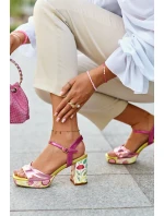 Dámské květinové sandály na vysokém podpatku D&A růžové Dámské květinové sandály na vysokém podpatku D&A růžové