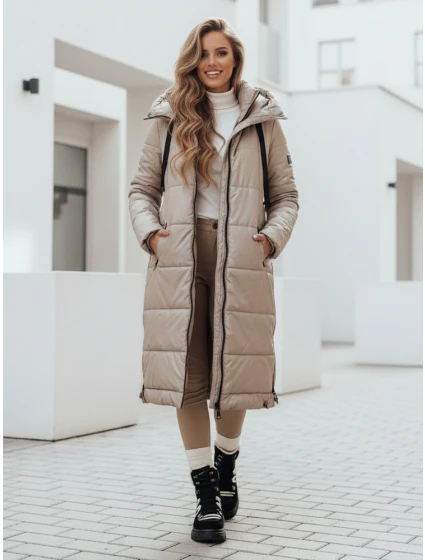 Dámská přechodná bunda prošívaná s kapucí béžová Dstreet model 21991084 - FashionStreet
