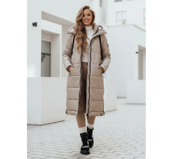 Dámská přechodná bunda prošívaná s kapucí béžová Dstreet model 21991084 - FashionStreet