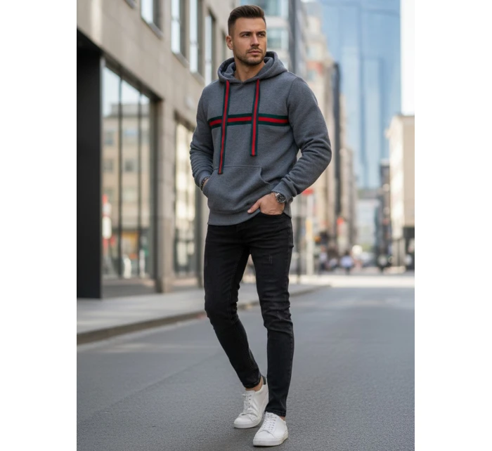 Pánská tmavě šedá mikina FashionStreet BX5937 Pánská tmavě šedá mikina FashionStreet BX5937