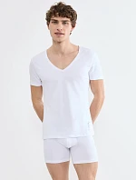 Pánské tričko SLG Base V Neck Shirt bílé White - SLOGGI