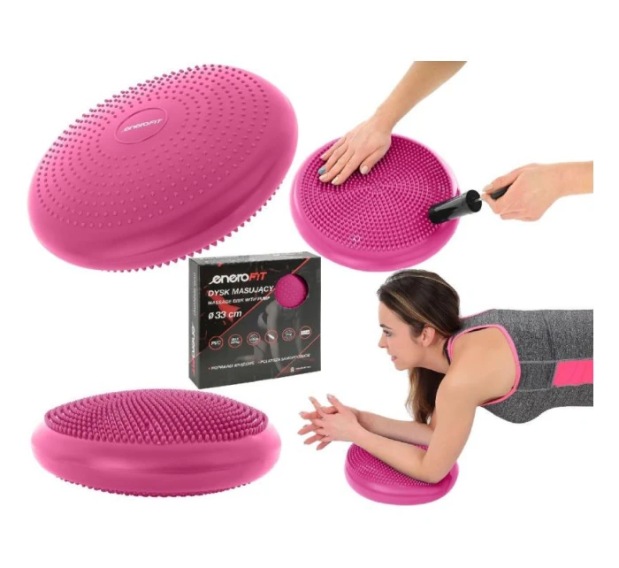 SENSOMOTOR CUSHION DISK S PUMPIČKOU 33CM RŮŽOVÝ ENERO FIT
