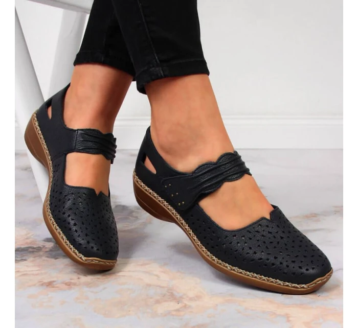 W model 22008934 tmavě modrá kožená polobotka - Rieker