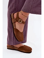 Kožené Semišové Dámské Sandály S Uzavřenými Prsty Maciejka H7365-02 Hnědé