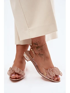 Dámské sandály průhledné s krystaly D&A MR61-9002 Růžové zlato