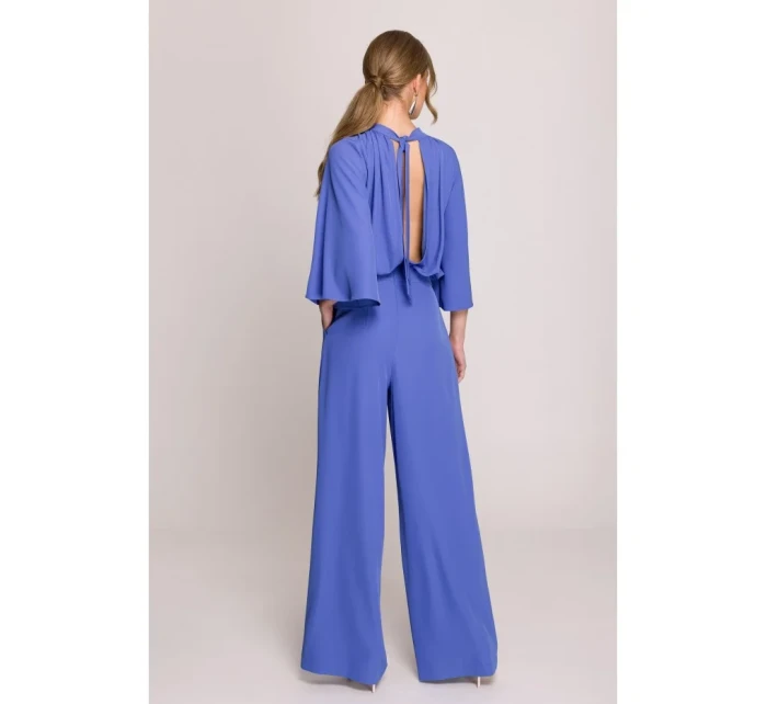 Kombinéza s širokými rukávy a zády modrá model 20966204 - STYLOVE