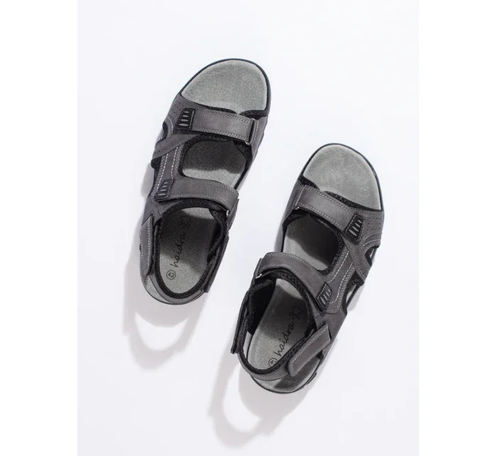 Módní šedo-stříbrné  sandály dámské na plochém podpatku