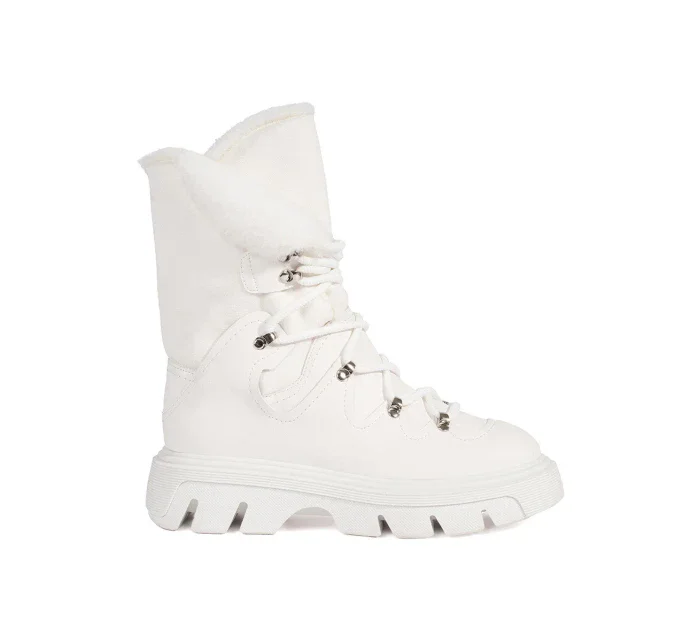 Módní sněhule bílé dámské platforma Módní sněhule bílé dámské platforma
