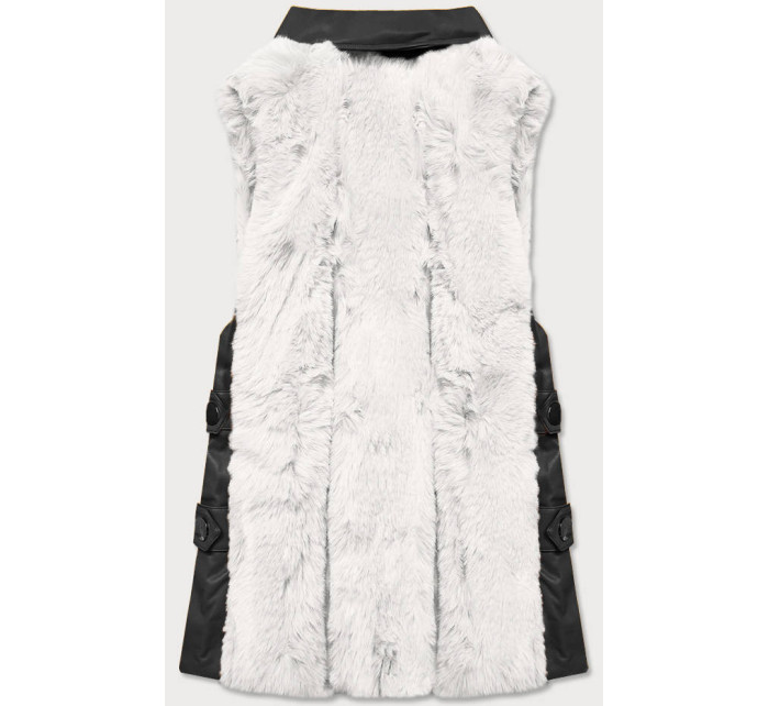 Elegantní vesta z ekokůže a kožešiny model 15831761 - S'WEST