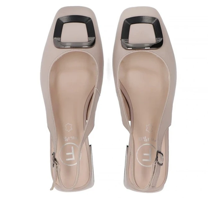 Béžové kožené lodičky s páskem Filippo model 22116831 - Rieker