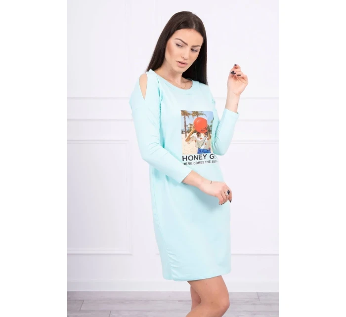 Šaty s mátovým potiskem Honey girl
