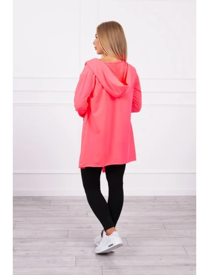 Volná bunda s kapucí růžová neonová Volná bunda s kapucí růžová neonová