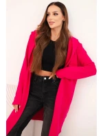 Dámská bavlněná bunda s kapucí a prodlouženým předním dílem fuchsie Dámská bavlněná bunda s kapucí a prodlouženým předním dílem fuchsie
