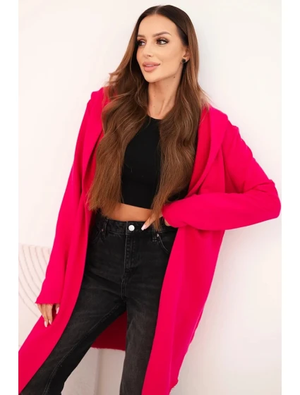 Dámská bavlněná bunda s kapucí a prodlouženým předním dílem fuchsie Dámská bavlněná bunda s kapucí a prodlouženým předním dílem fuchsie