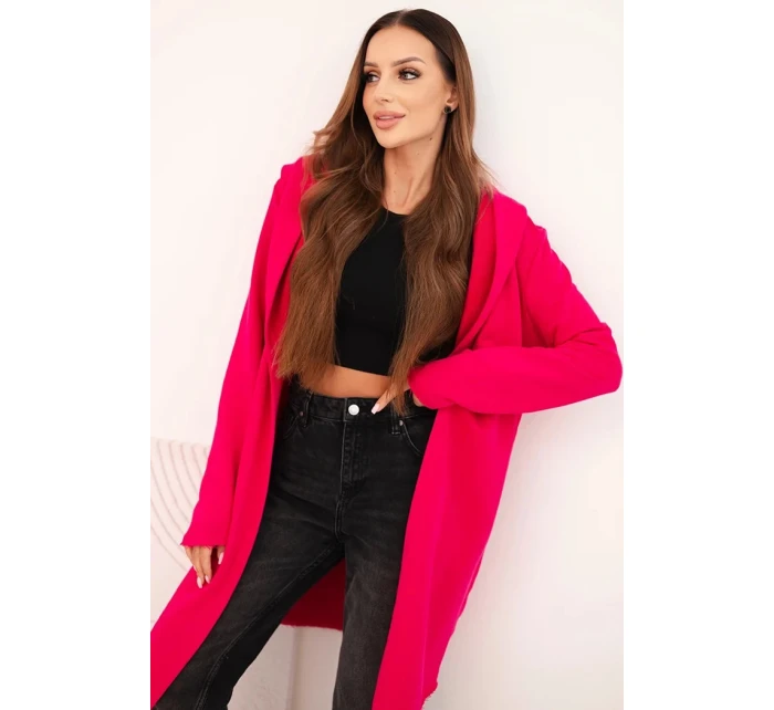Dámská bavlněná bunda s kapucí a prodlouženým předním dílem fuchsie Dámská bavlněná bunda s kapucí a prodlouženým předním dílem fuchsie