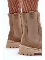 Dámské Vyšívané Kožené Boty Bežové Nicole 2836 Dámské Vyšívané Kožené Boty Bežové Nicole 2836
