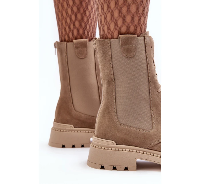 Dámské Vyšívané Kožené Boty Bežové Nicole 2836 Dámské Vyšívané Kožené Boty Bežové Nicole 2836