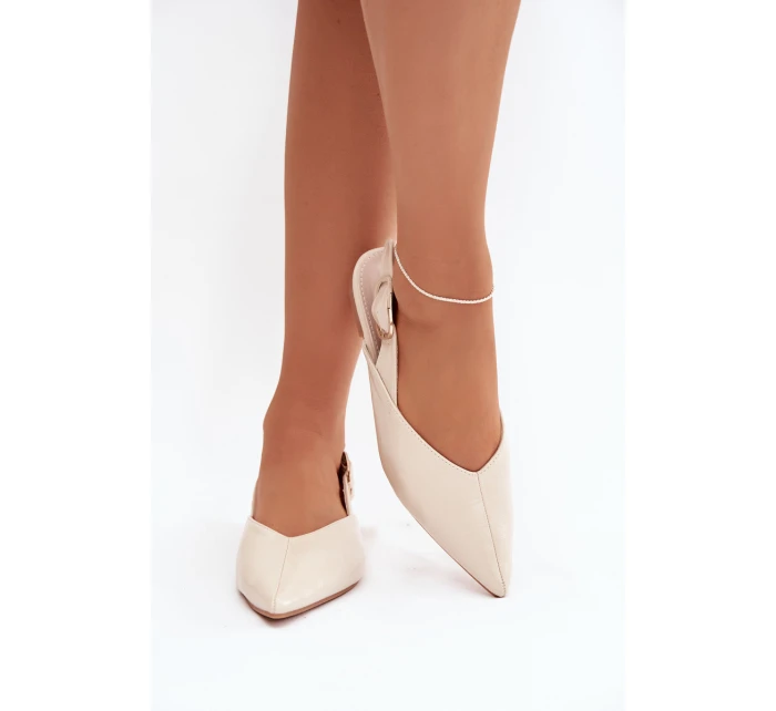 Lakované baleríny s přezkou béžové Rinalle