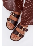 Dámské nazouváky se zlatými sponami béžovo-hnědé Danelle