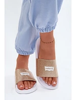 Dětské pantofle LEVI'S VPOL0251S-3923 Zlaté s brokátom Dětské pantofle LEVI'S VPOL0251S-3923 Zlaté s brokátom