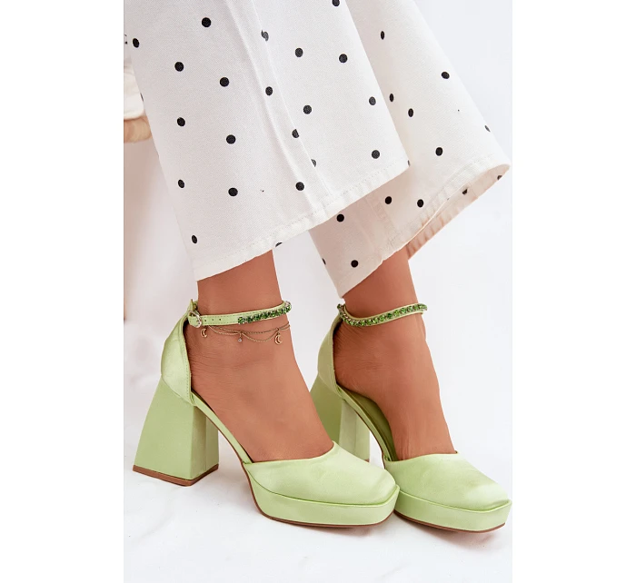 Zelené sandály na podpatku Calistae