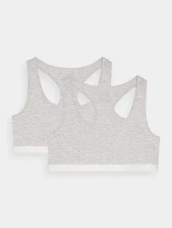 Dámská bavlněná podprsenka pro každodenní nošení 4F (2 Pack) - šedá