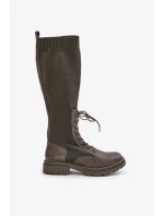 Nazouvací kozačky s ponožkovým svrškem tmavě zelené Iranel Nazouvací kozačky s ponožkovým svrškem tmavě zelené Iranel