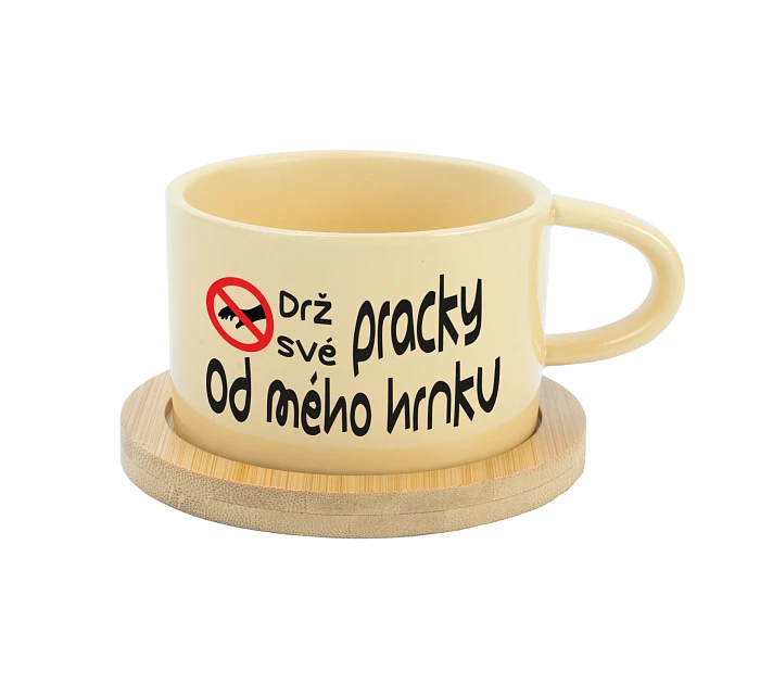 DRŽ SVÉ PRACKY OD MÉHO HRNKU - žlutý hrníček makronka 200 ml